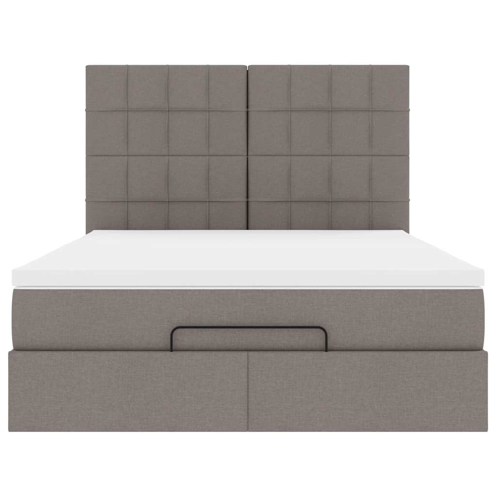 Cadre de lit ottoman avec matelas taupe 140x190 cm tissu - XIOS