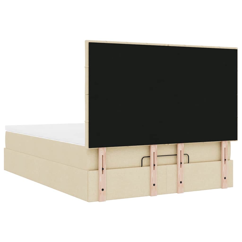 Cadre de lit ottoman avec matelas crème 140x190 cm tissu - XIOS