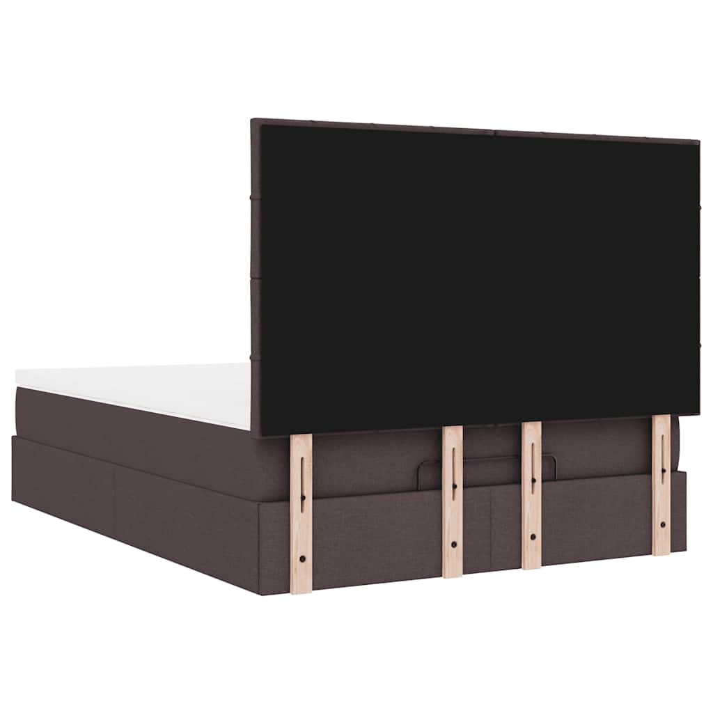 Cadre de lit ottoman avec matelas marron foncé 140x200 cm tissu - XIOS