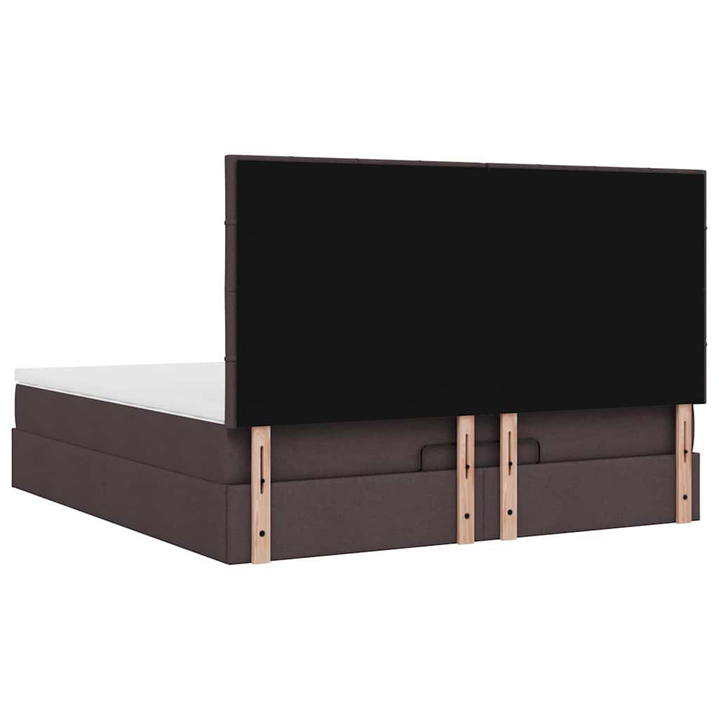 Cadre de lit ottoman avec matelas marron foncé 180x200 cm tissu - XIOS