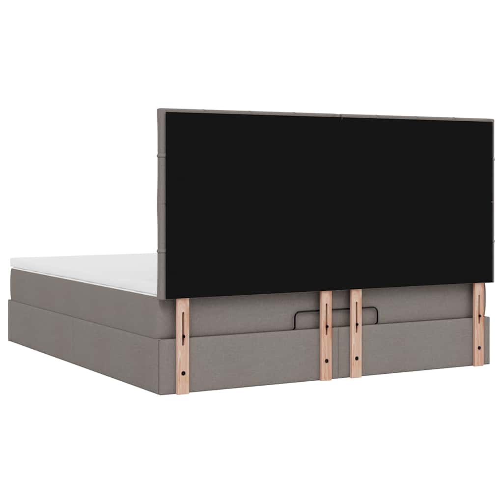 Cadre de lit ottoman avec matelas taupe 180x200 cm tissu - XIOS