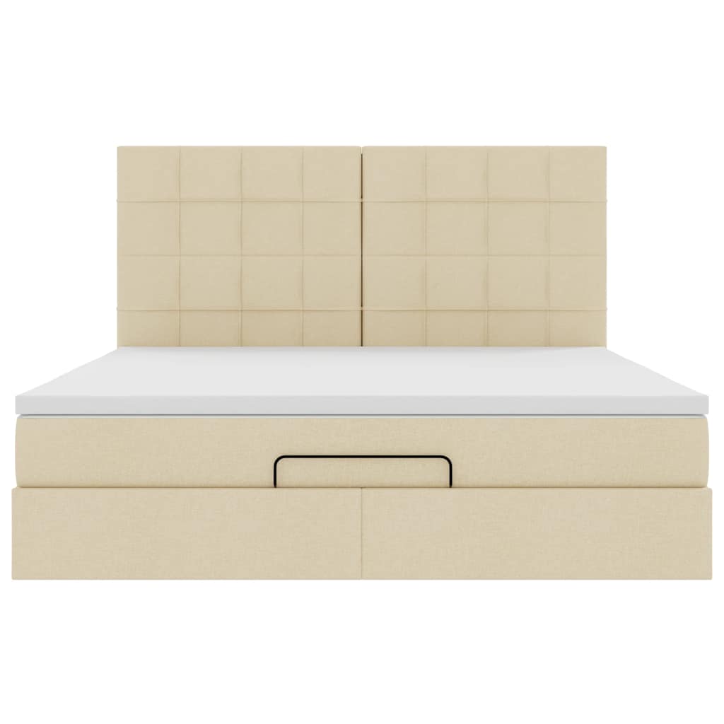 Cadre de lit ottoman avec matelas crème 180x200 cm tissu - XIOS
