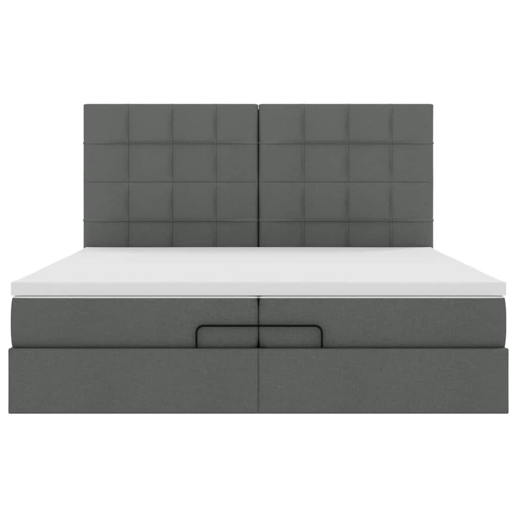 Cadre de lit ottoman avec matelas gris foncé 200x200cm tissu - XIOS