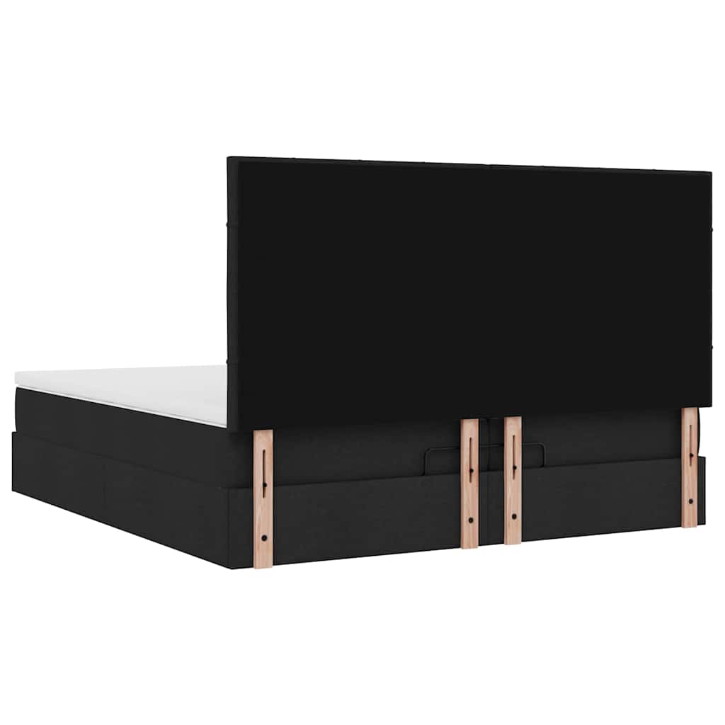 Cadre de lit ottoman avec matelas noir 200x200cm tissu - XIOS
