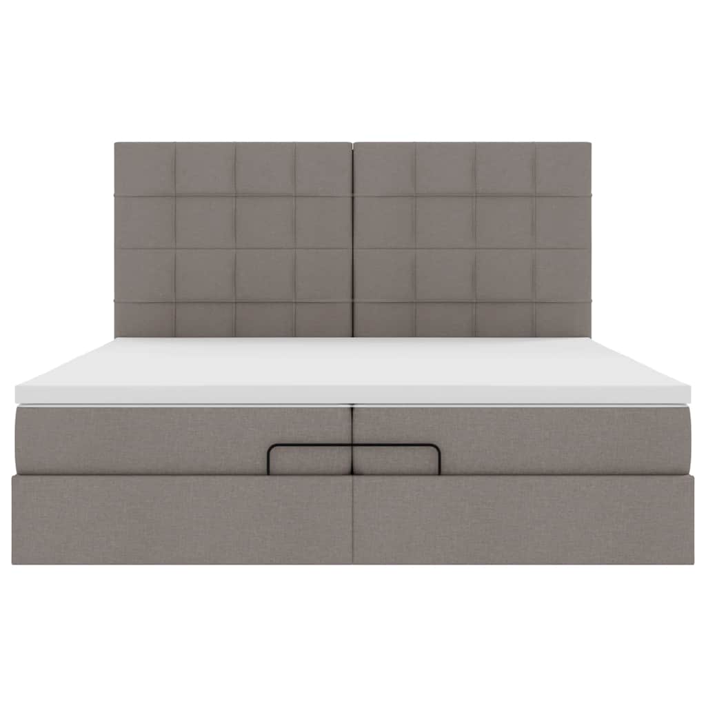 Cadre de lit ottoman avec matelas taupe 200x200cm tissu - XIOS