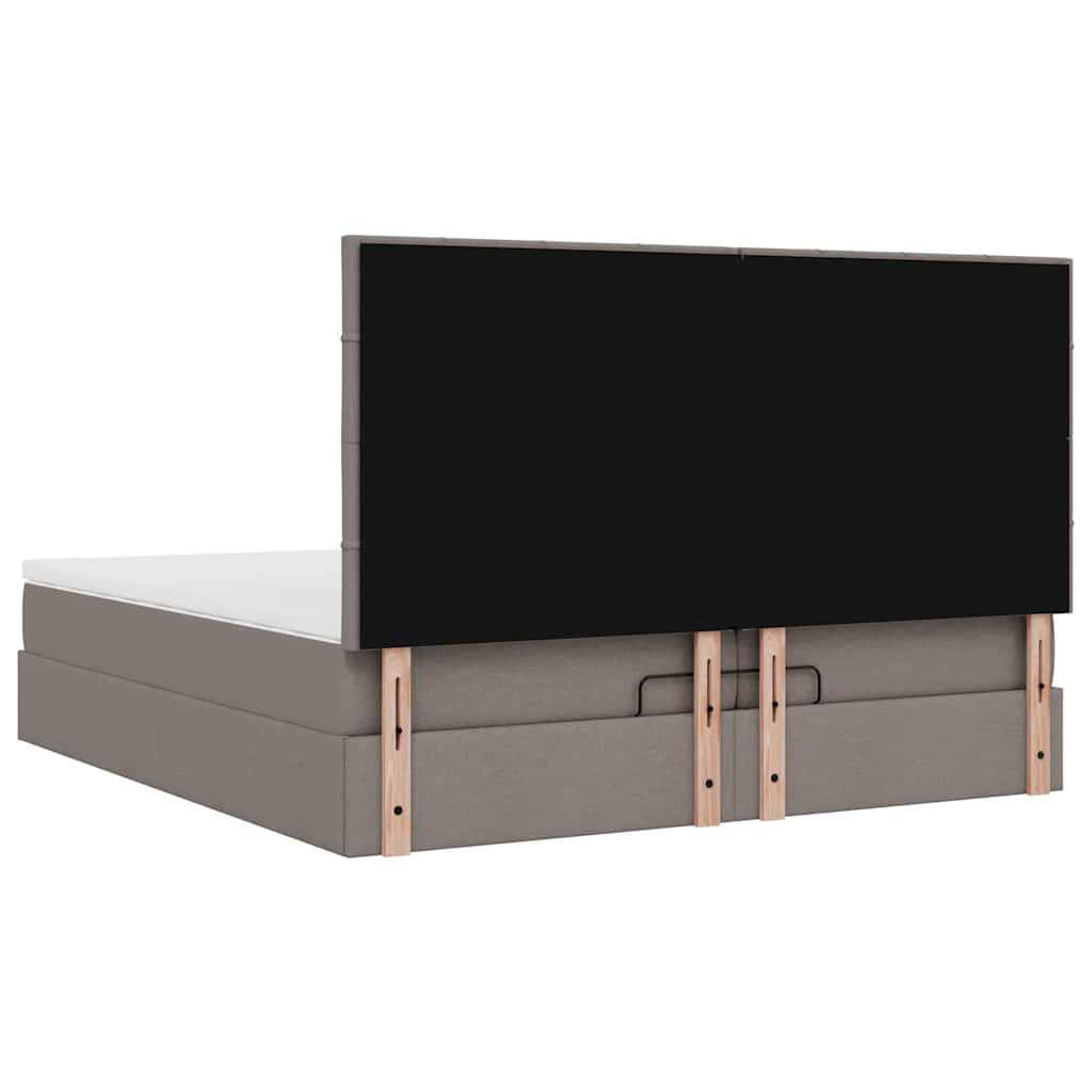 Cadre de lit ottoman avec matelas taupe 200x200cm tissu - XIOS
