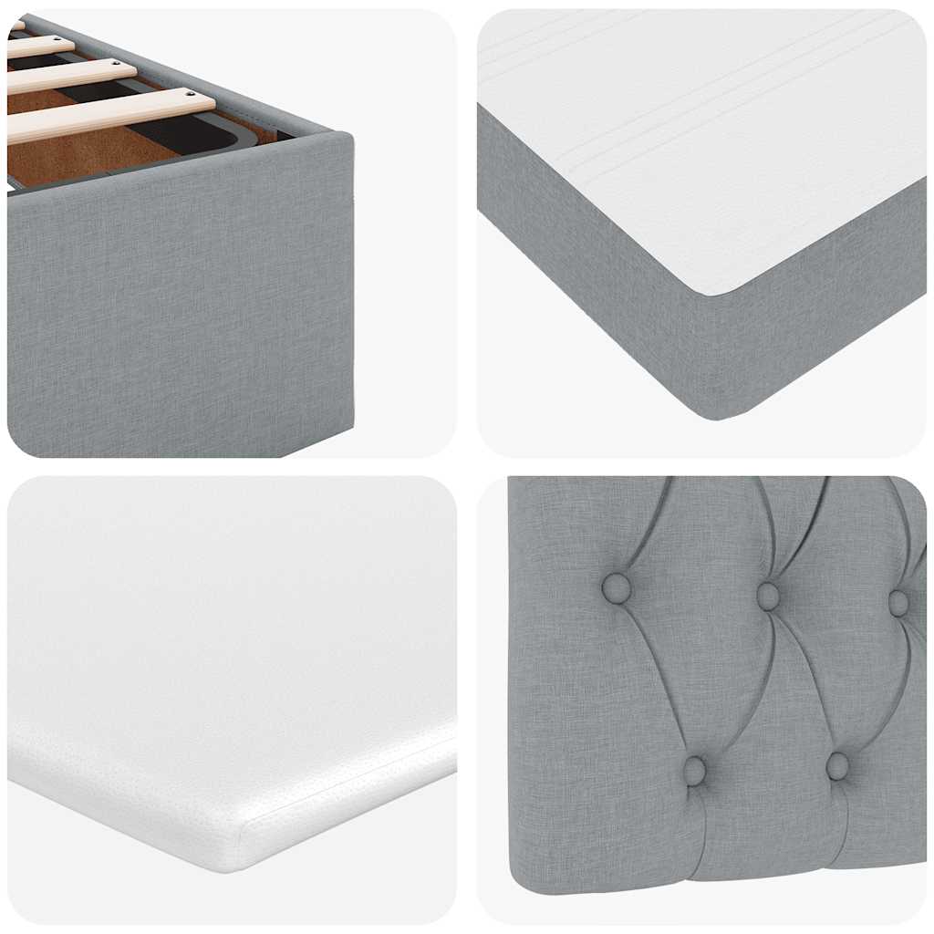 Cadre de lit ottoman et matelas gris clair 90x190 cm tissu
