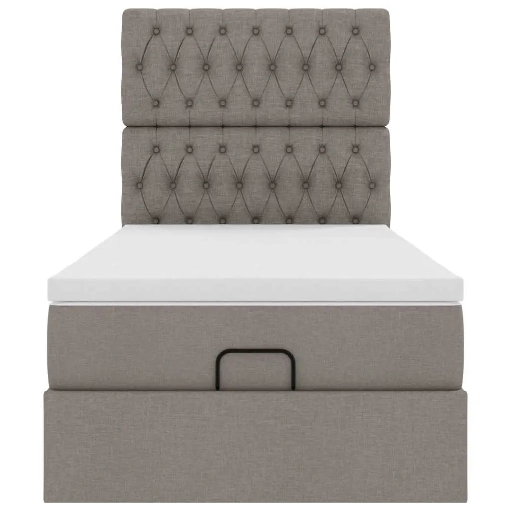 Lit ottoman avec matelas taupe 90x200 cm tissu - XIOS