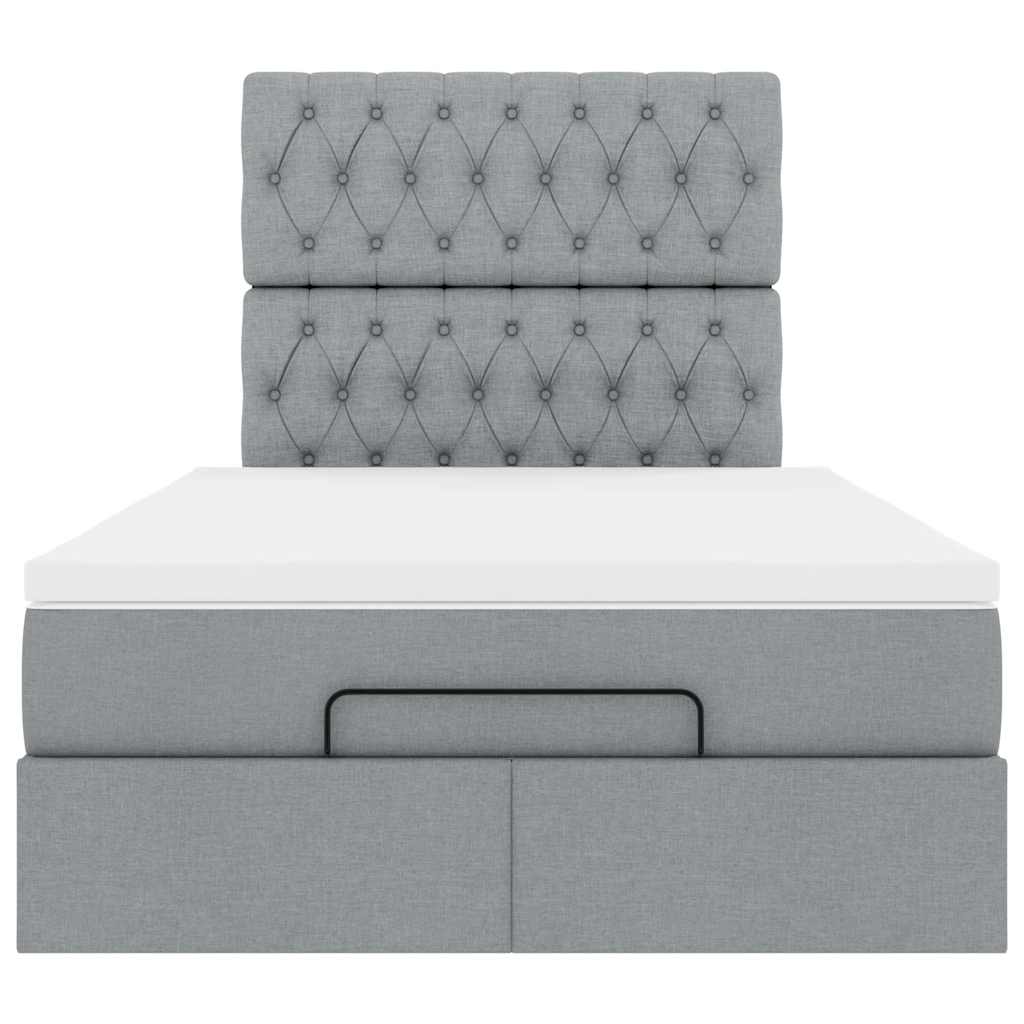 Cadre de lit ottoman avec matelas gris clair 120x190 cm tissu - XIOS