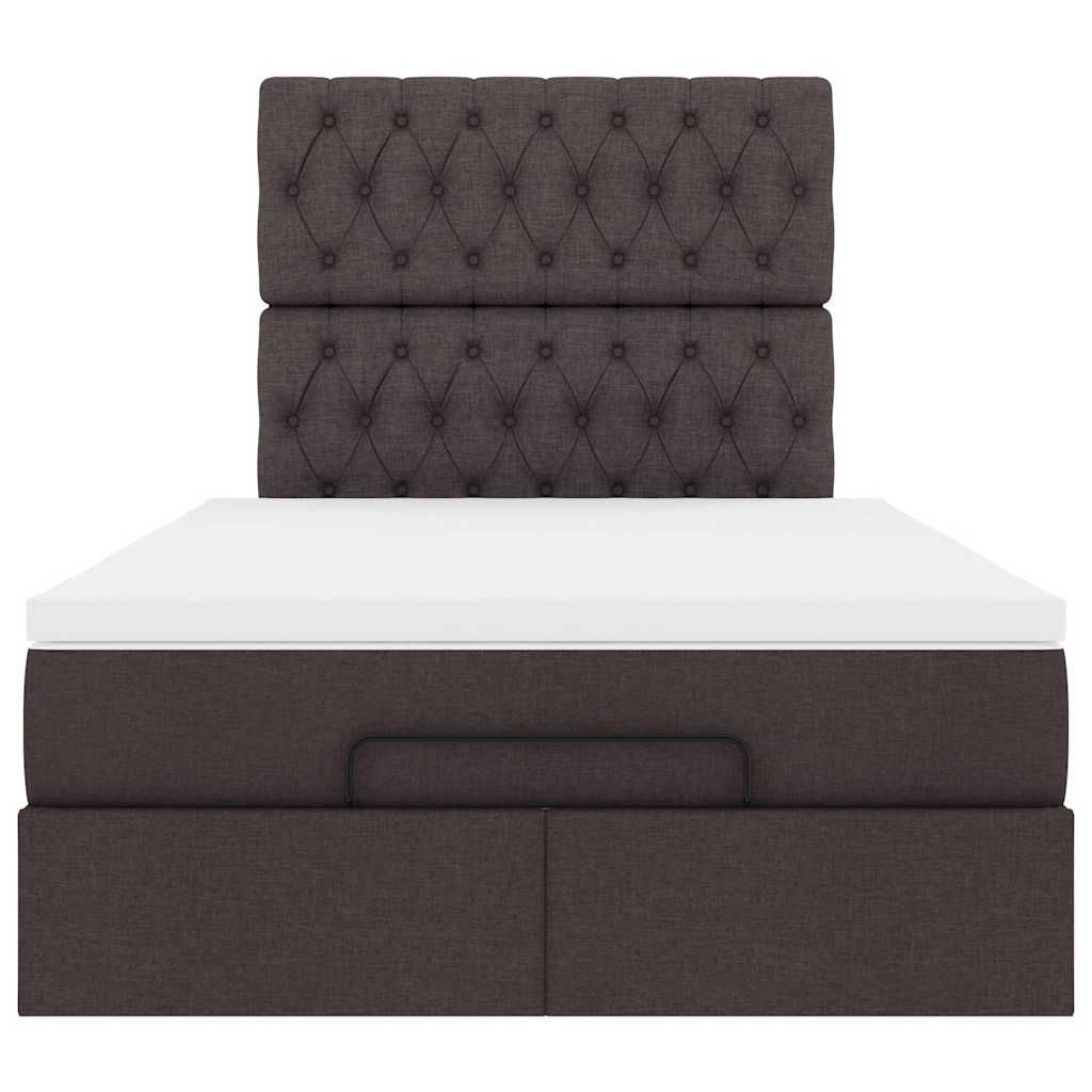 Cadre de lit ottoman avec matelas marron foncé 120x190 cm tissu - XIOS