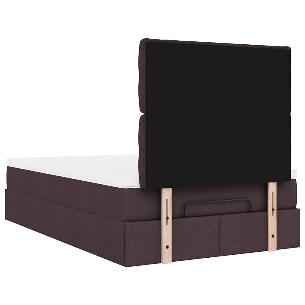 Cadre de lit ottoman avec matelas marron foncé 120x190 cm tissu - XIOS