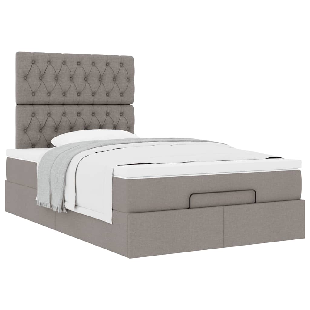Cadre de lit ottoman avec matelas taupe 120x190 cm tissu - XIOS