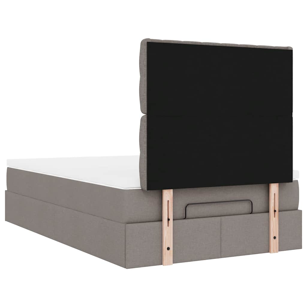 Cadre de lit ottoman avec matelas taupe 120x190 cm tissu - XIOS