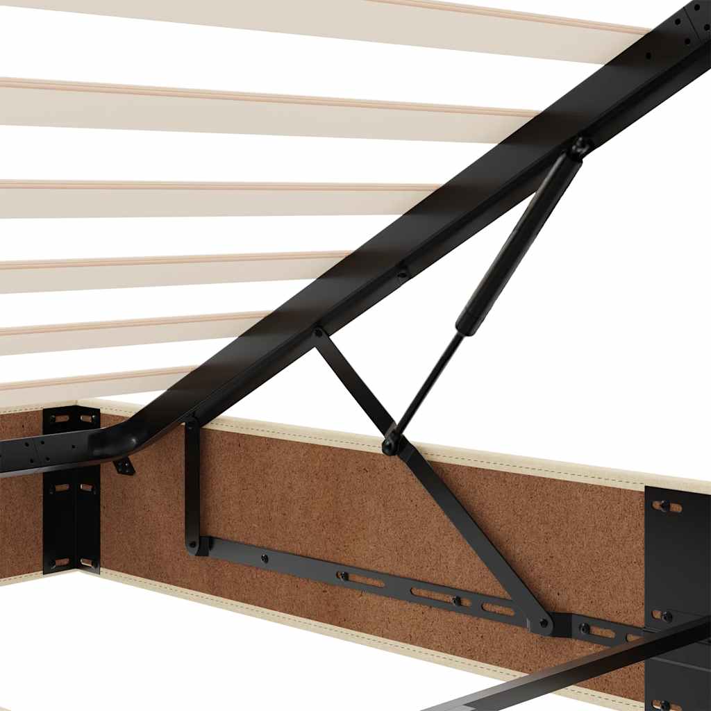 Cadre de lit ottoman avec matelas crème 120x190 cm tissu