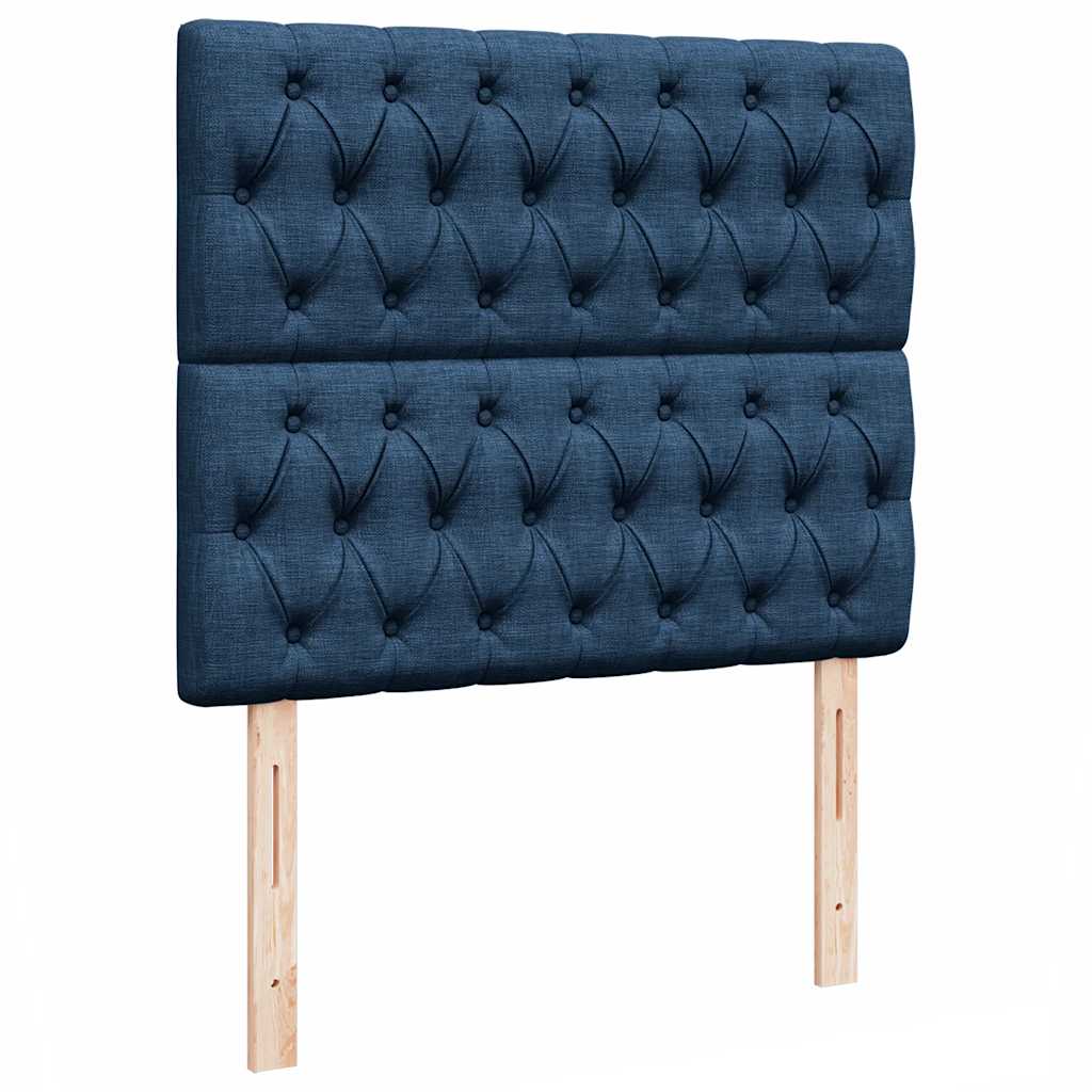 Cadre de lit ottoman avec matelas bleu 120x190 cm tissu - XIOS