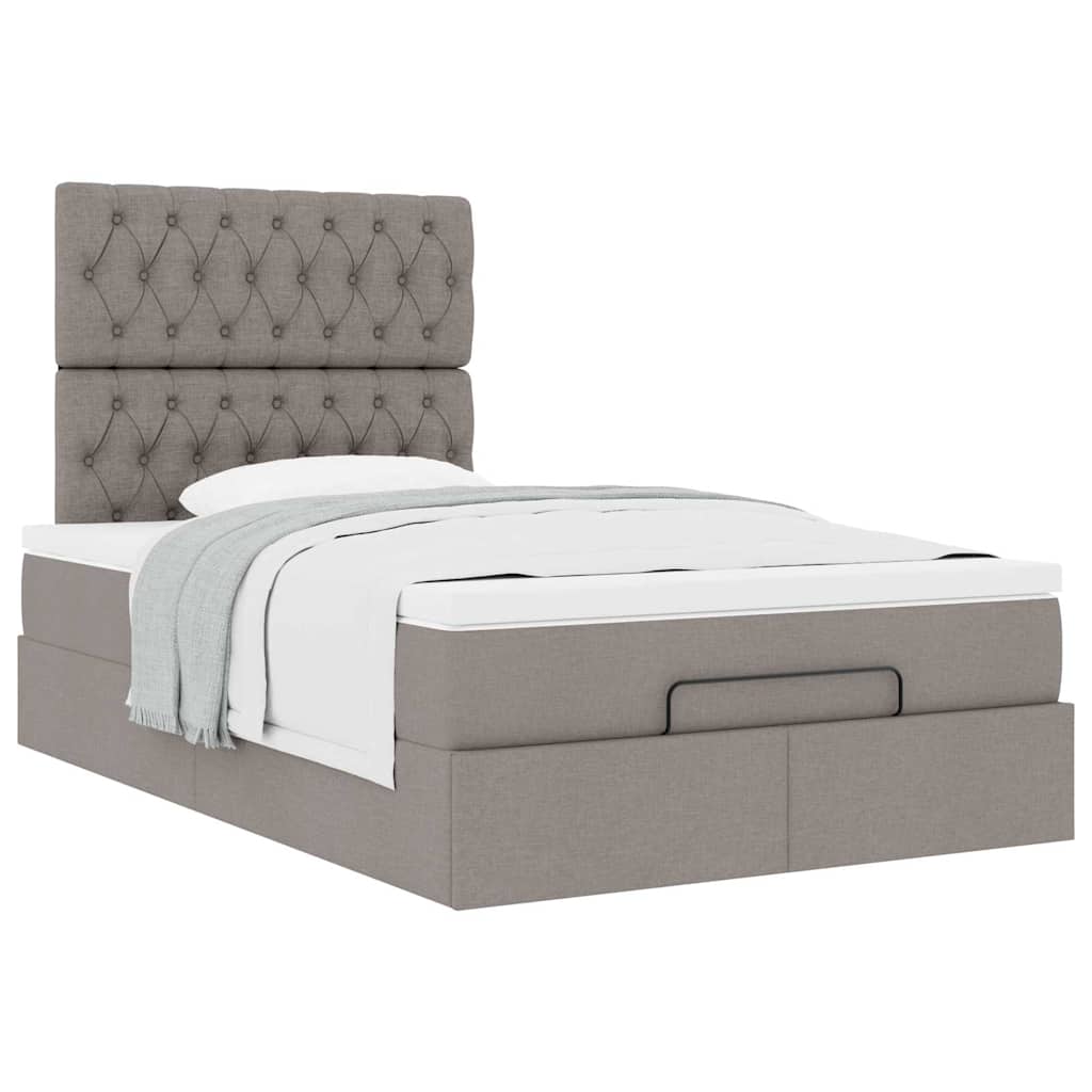 Cadre de lit ottoman avec matelas taupe 120x200 cm tissu - XIOS