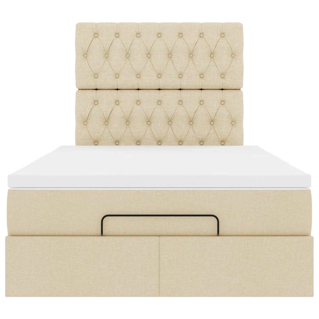 Cadre de lit ottoman avec matelas crème 120x200cm tissu - XIOS