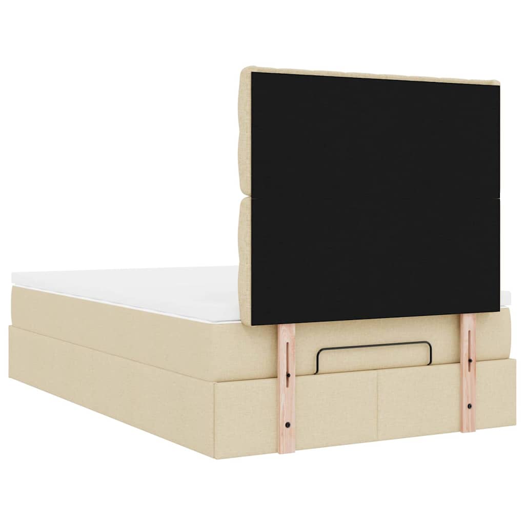 Cadre de lit ottoman avec matelas crème 120x200cm tissu - XIOS
