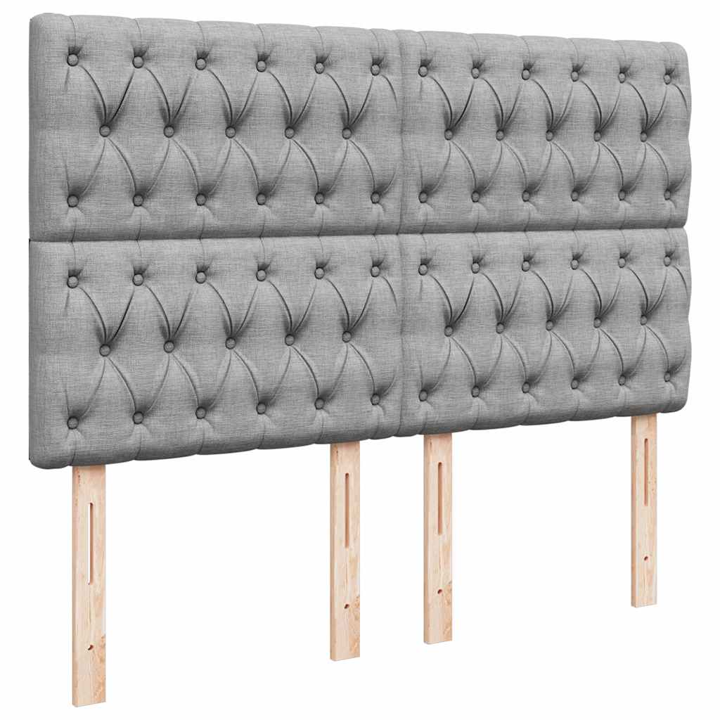Cadre de lit ottoman et matelas gris clair 140x200 cm tissu - XIOS