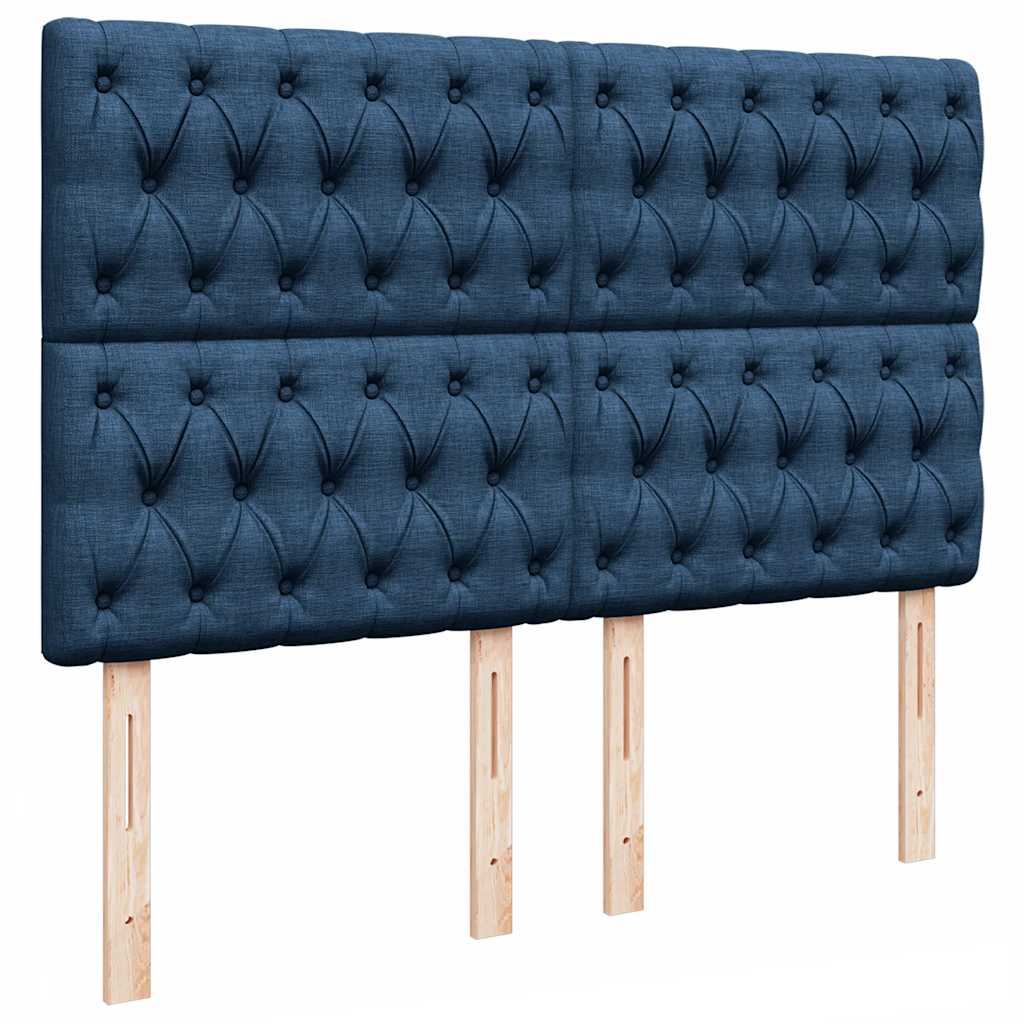 Cadre de lit ottoman avec matelas bleu 140x200 cm tissu - XIOS