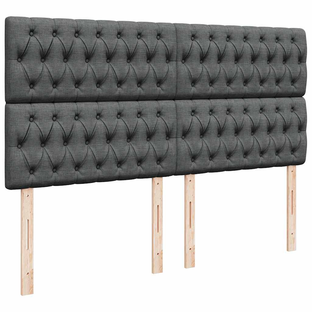 Cadre de lit ottoman avec matelas gris foncé 180x200 cm tissu - XIOS