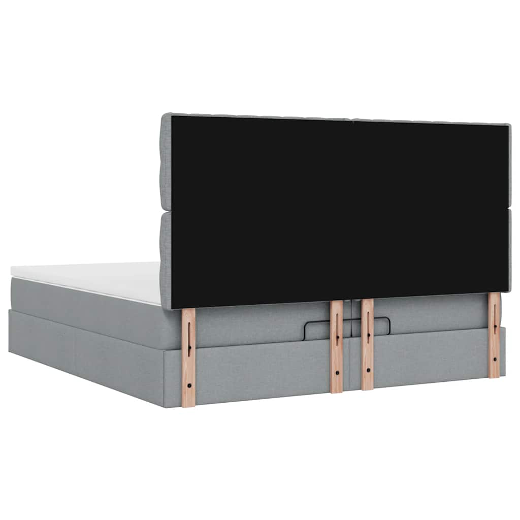 Cadre de lit ottoman avec matelas gris foncé 200x200cm tissu - XIOS