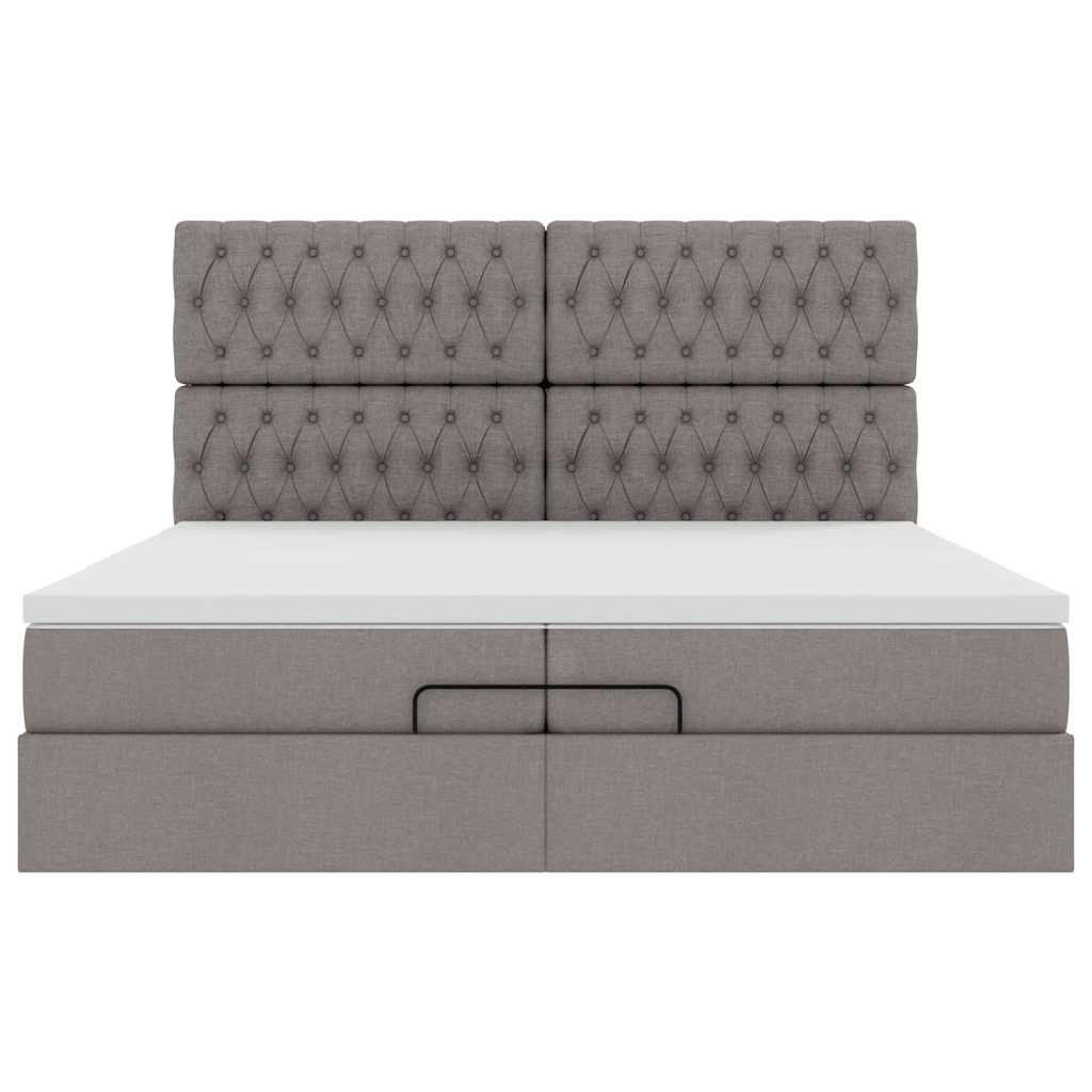 Cadre de lit ottoman avec matelas taupe 200x200cm tissu - XIOS