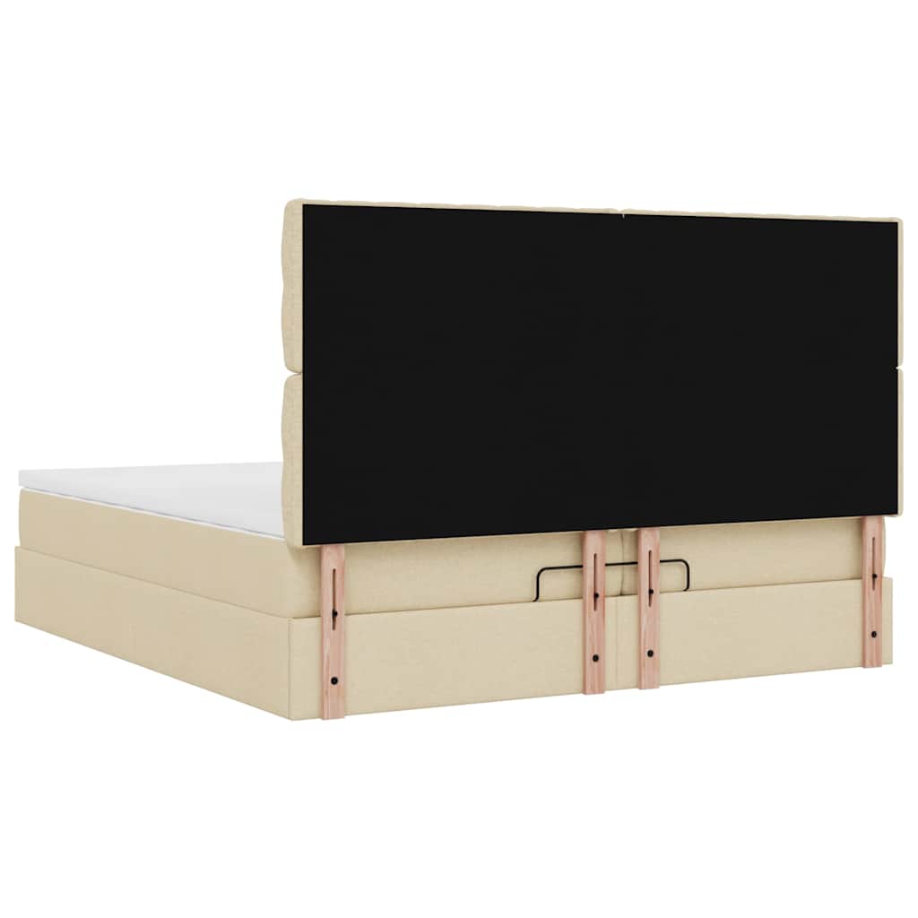 Cadre de lit ottoman avec matelas crème 200x200cm tissu - XIOS