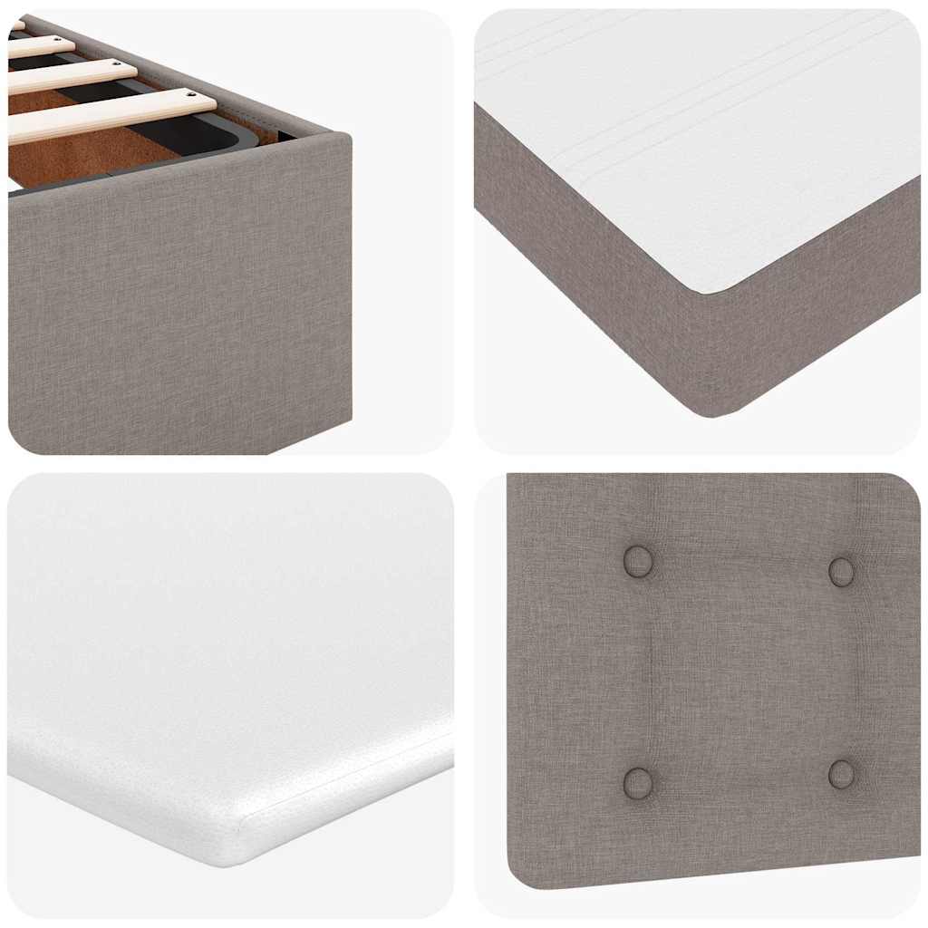 Cadre de lit ottoman avec matelas taupe 90x190 cm tissu