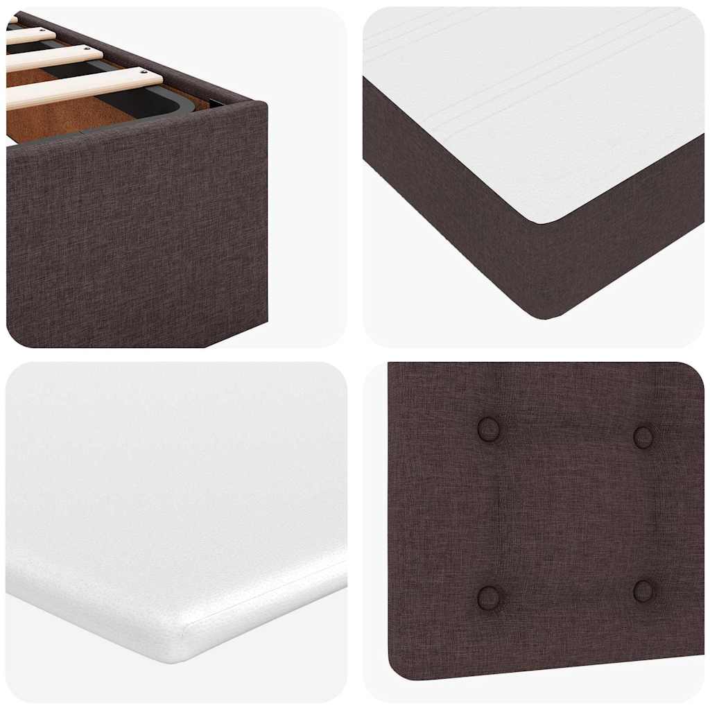 Lit ottoman avec matelas marron foncé 100x200 cm tissu