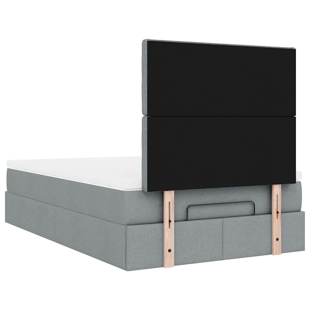 Cadre de lit ottoman avec matelas gris clair 120x190 cm tissu - XIOS