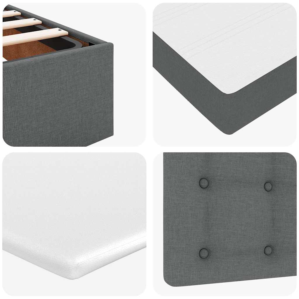 Cadre de lit ottoman avec matelas gris foncé 120x190 cm tissu