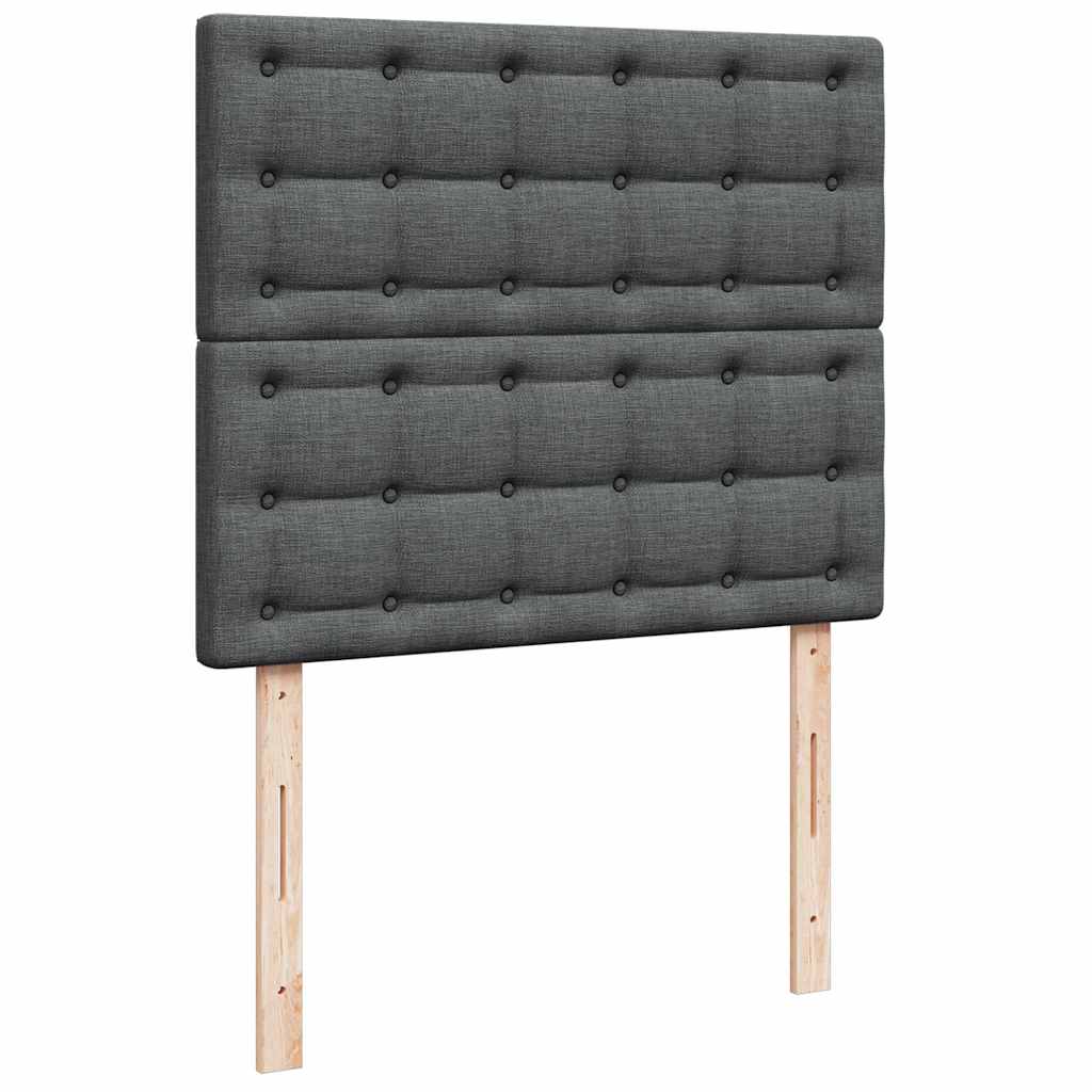 Cadre de lit ottoman avec matelas gris foncé 120x190 cm tissu - XIOS