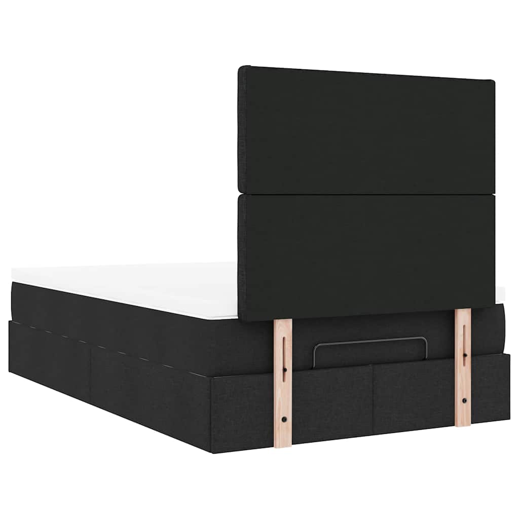 Cadre de lit ottoman avec matelas noir 120x190 cm tissu - XIOS