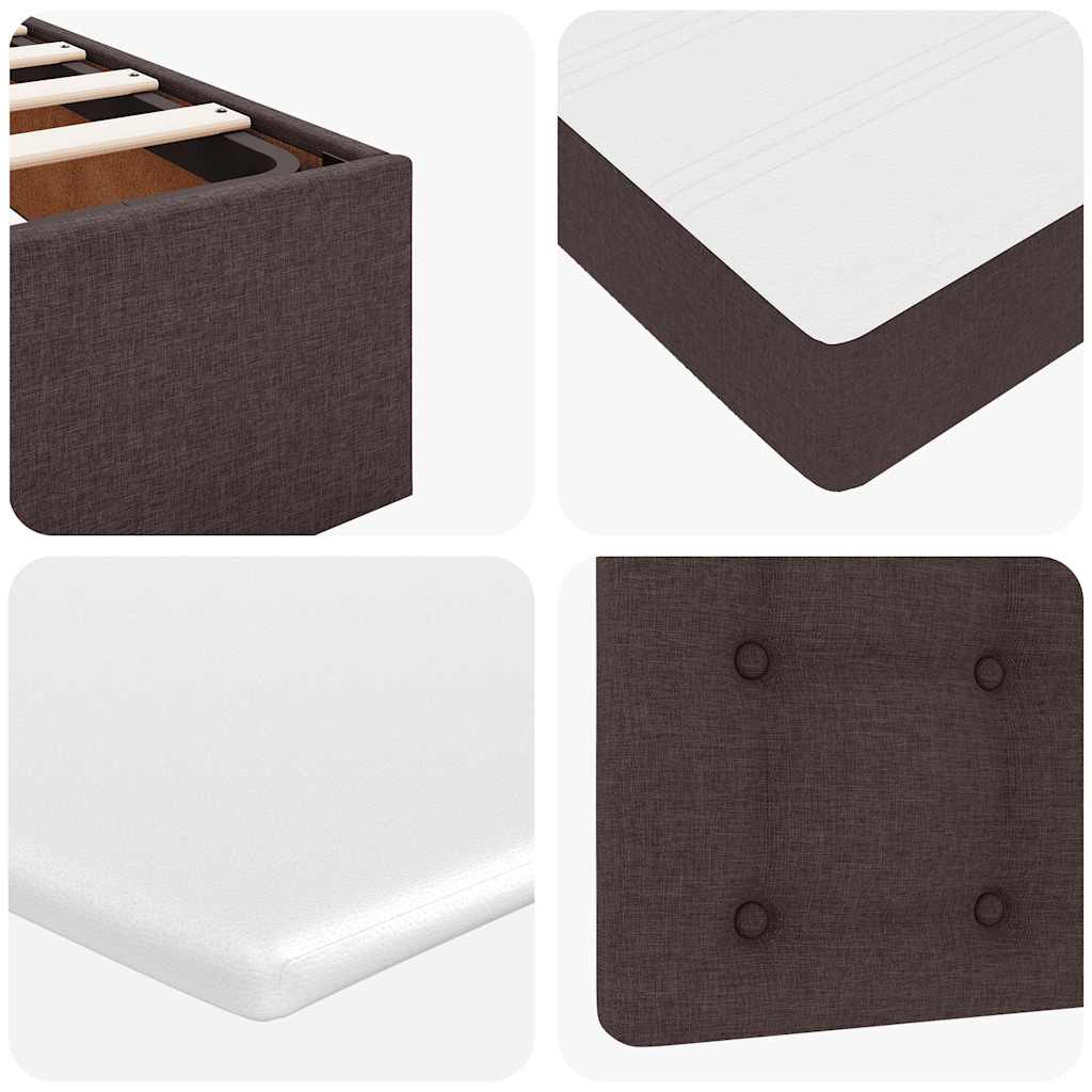 Cadre de lit ottoman avec matelas marron foncé 120x190 cm tissu