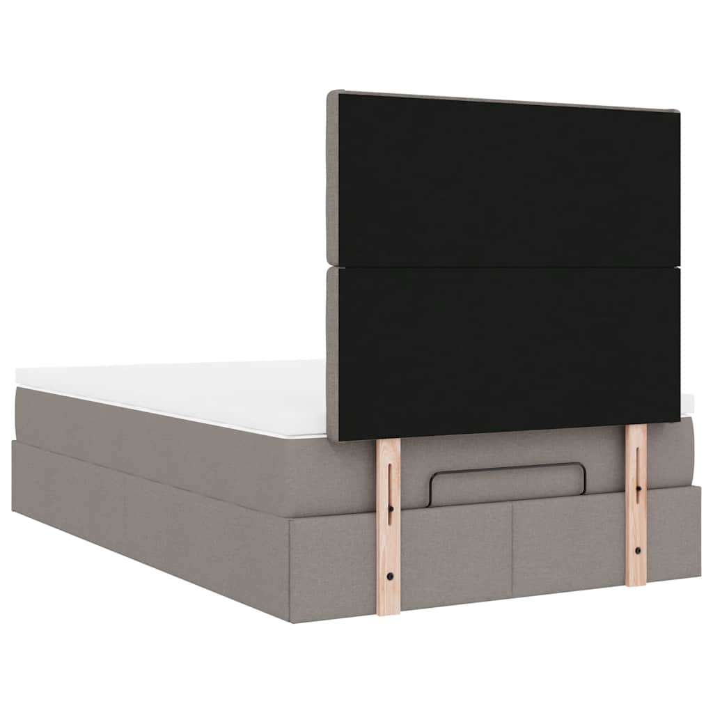 Cadre de lit ottoman avec matelas taupe 120x190 cm tissu - XIOS