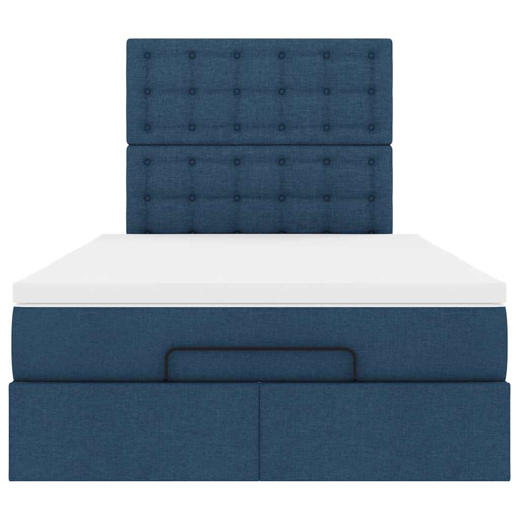 Cadre de lit ottoman avec matelas bleu 120x190 cm tissu - XIOS