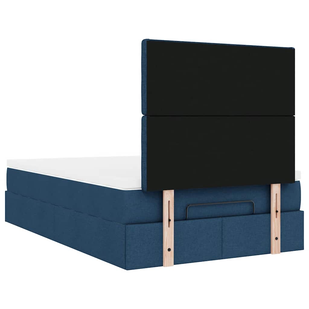 Cadre de lit ottoman avec matelas bleu 120x190 cm tissu - XIOS