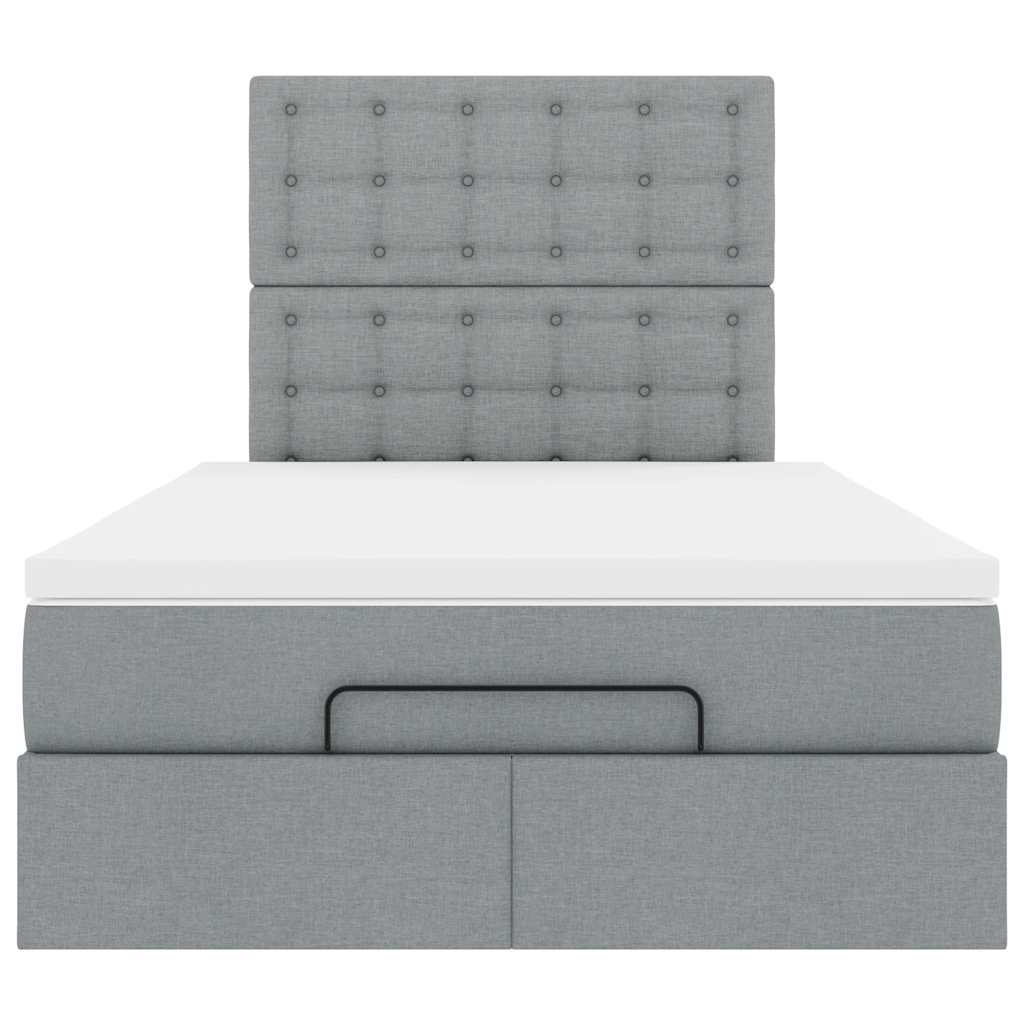 Cadre de lit ottoman et matelas gris clair 120x200 cm tissu - XIOS