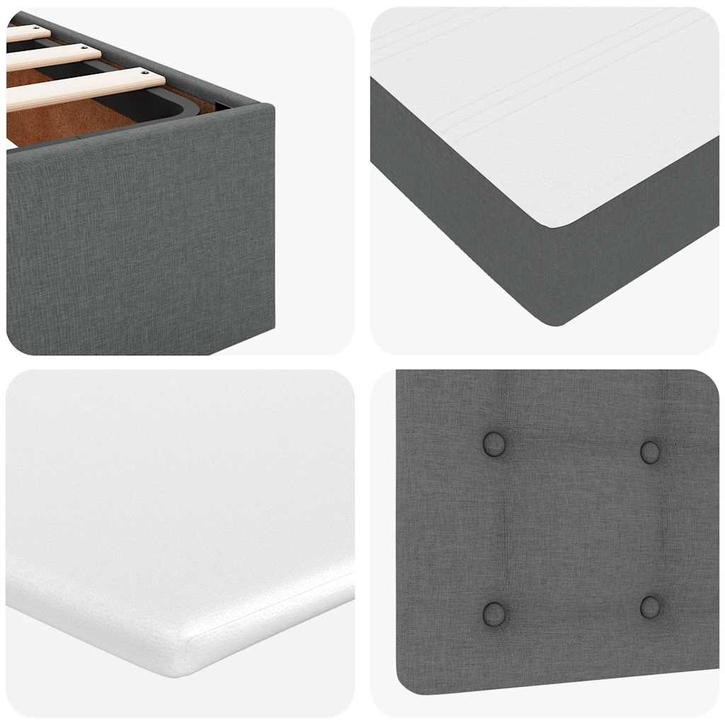Cadre de lit ottoman avec matelas gris foncé 120x200cm tissu
