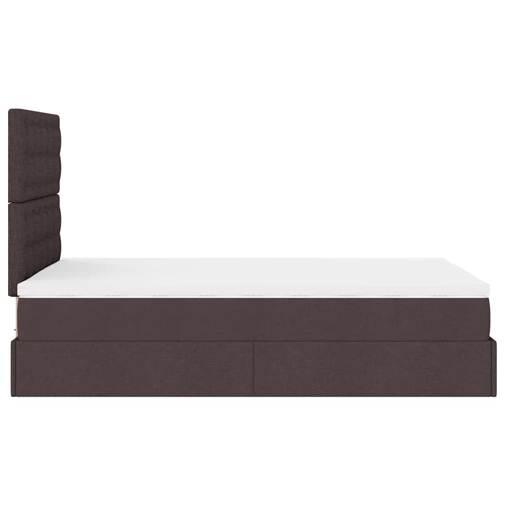 Cadre de lit ottoman avec matelas marron foncé 120x200 cm tissu