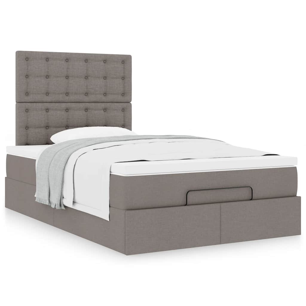 Cadre de lit ottoman avec matelas taupe 120x200 cm tissu - XIOS