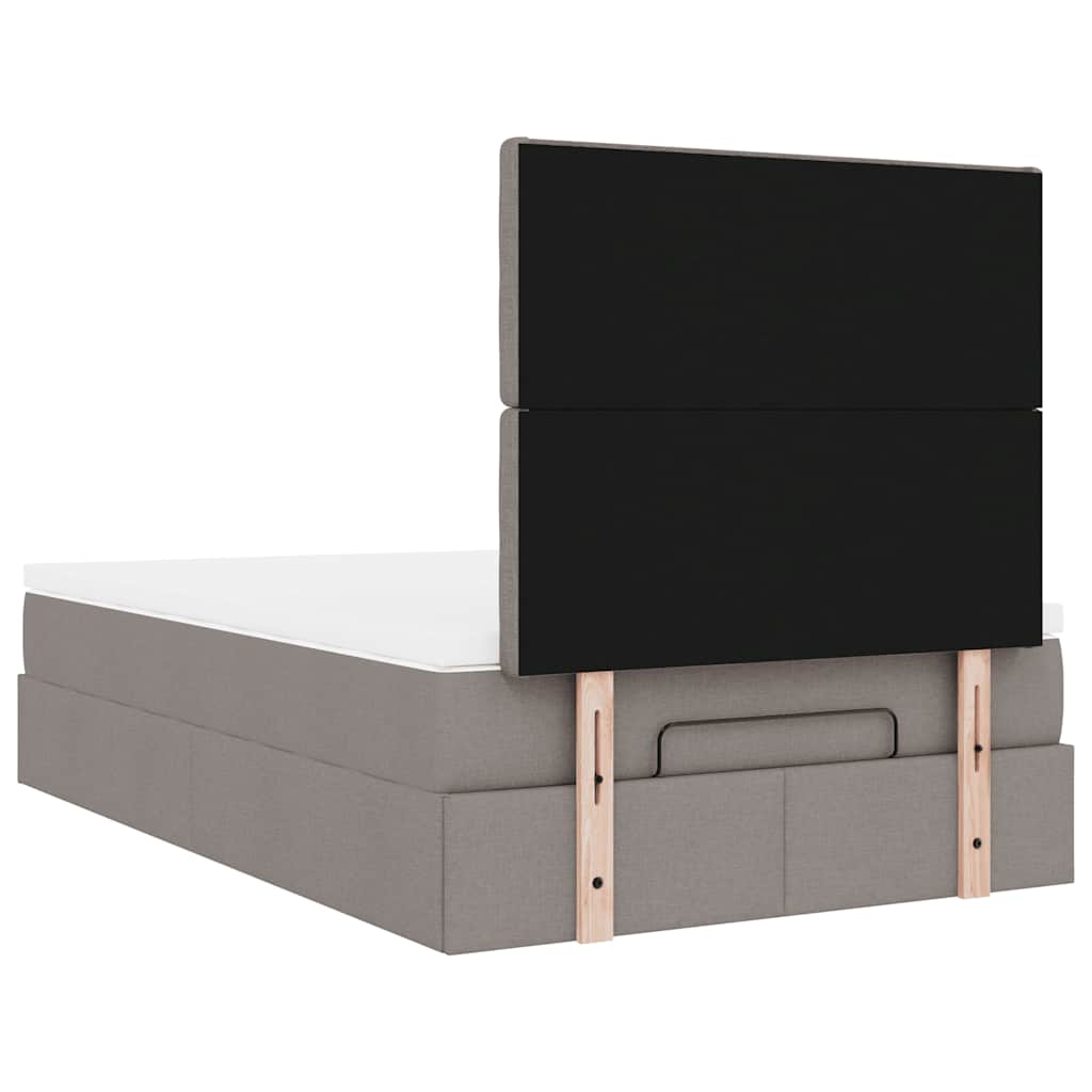 Cadre de lit ottoman avec matelas taupe 120x200 cm tissu - XIOS