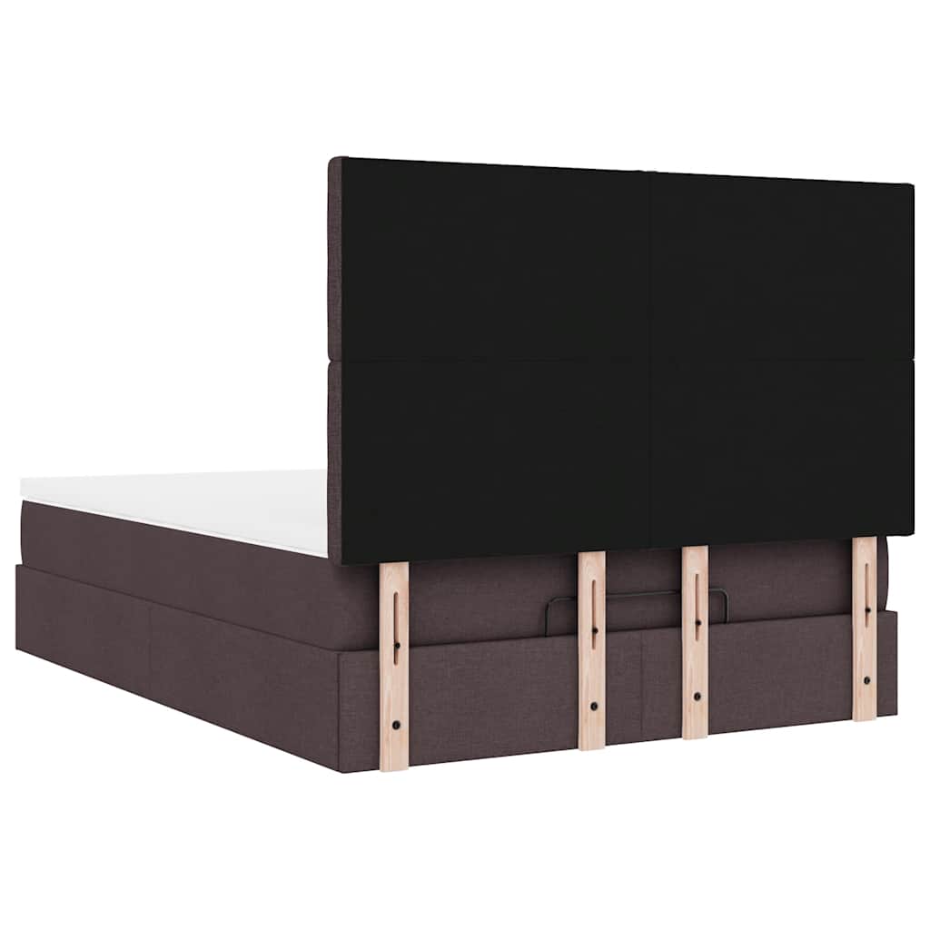 Cadre de lit ottoman avec matelas marron foncé 140x190 cm tissu - XIOS