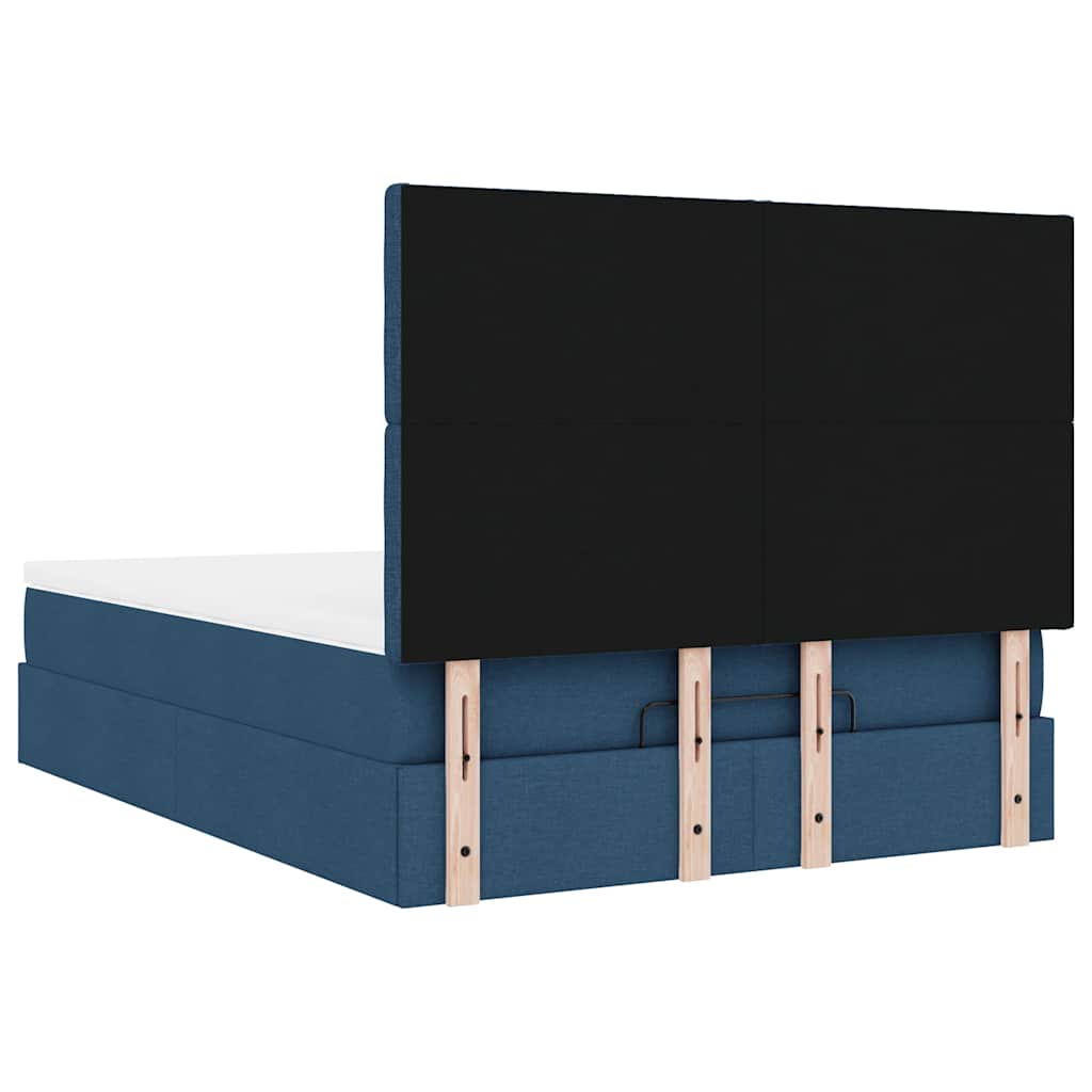 Cadre de lit ottoman avec matelas bleu 140x190 cm tissu - XIOS