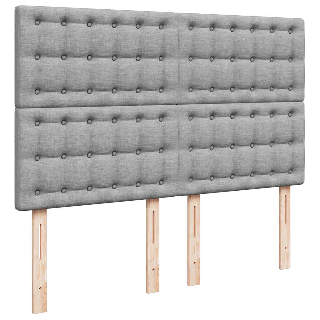 Cadre de lit ottoman et matelas gris clair 140x200 cm tissu - XIOS