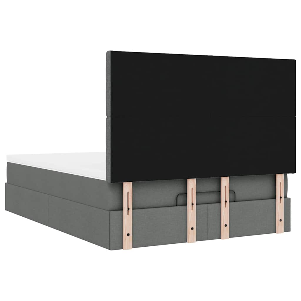 Cadre de lit ottoman avec matelas gris foncé 140x200 cm tissu - XIOS
