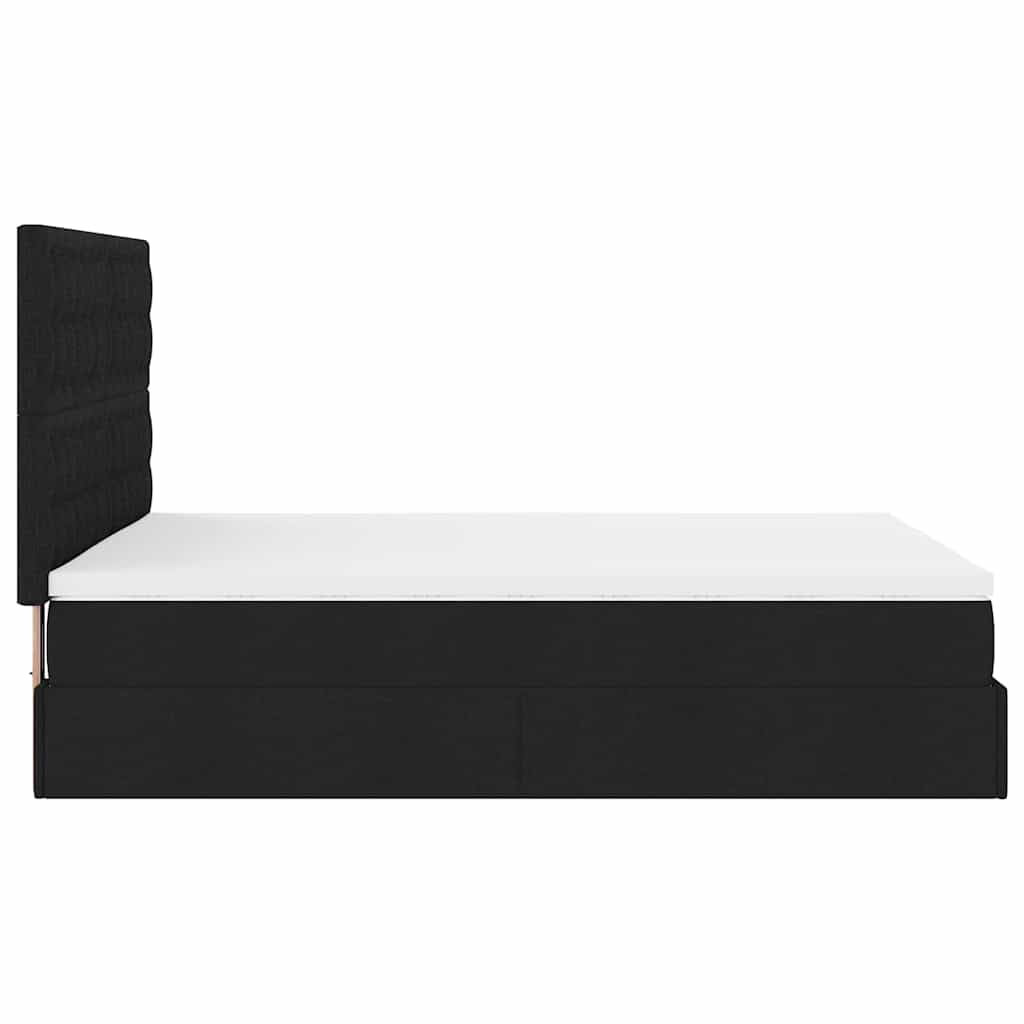 Cadre de lit ottoman avec matelas noir 140x200 cm tissu - XIOS