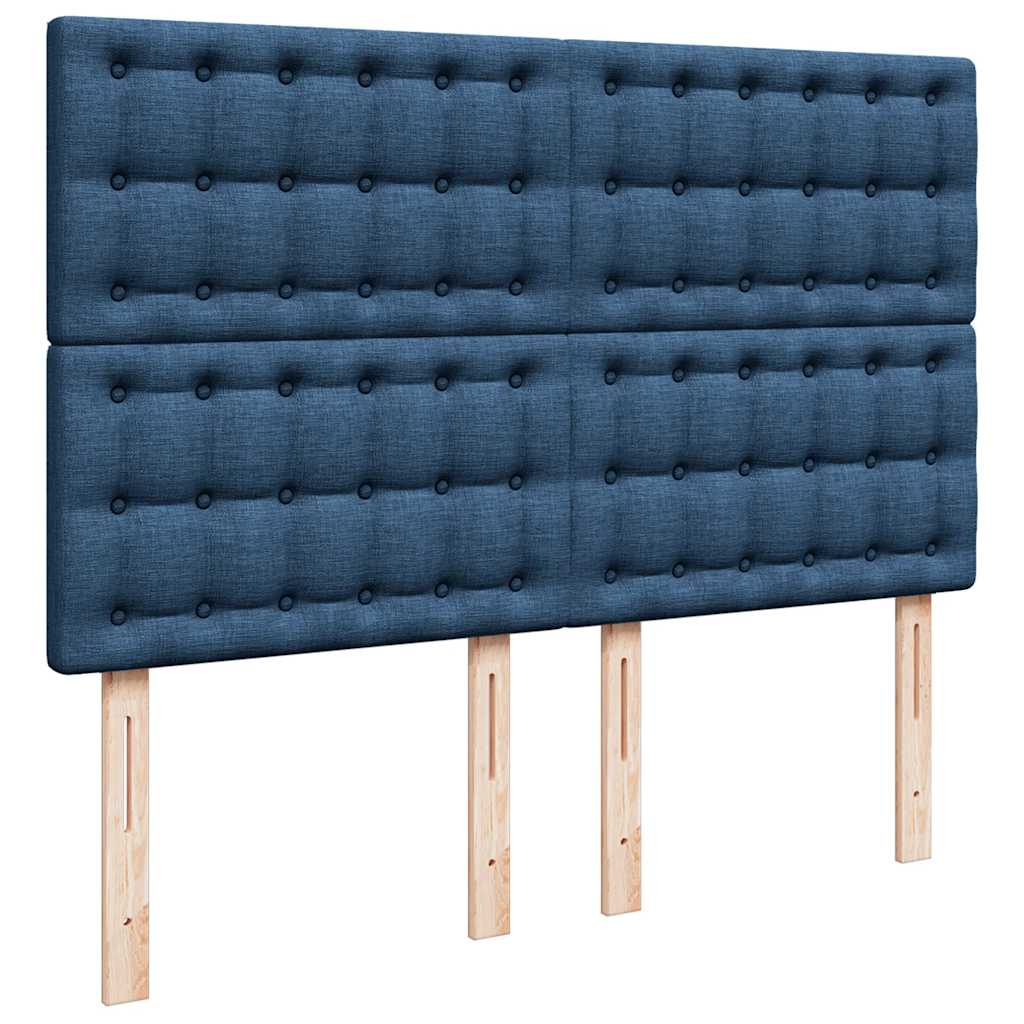 Cadre de lit ottoman avec matelas bleu 140x200 cm tissu - XIOS