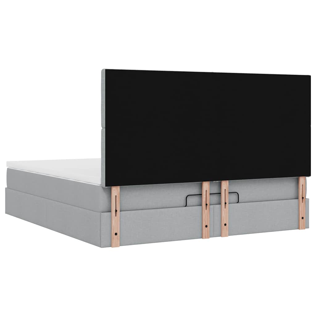 Cadre de lit ottoman et matelas gris clair 180x200 cm tissu - XIOS